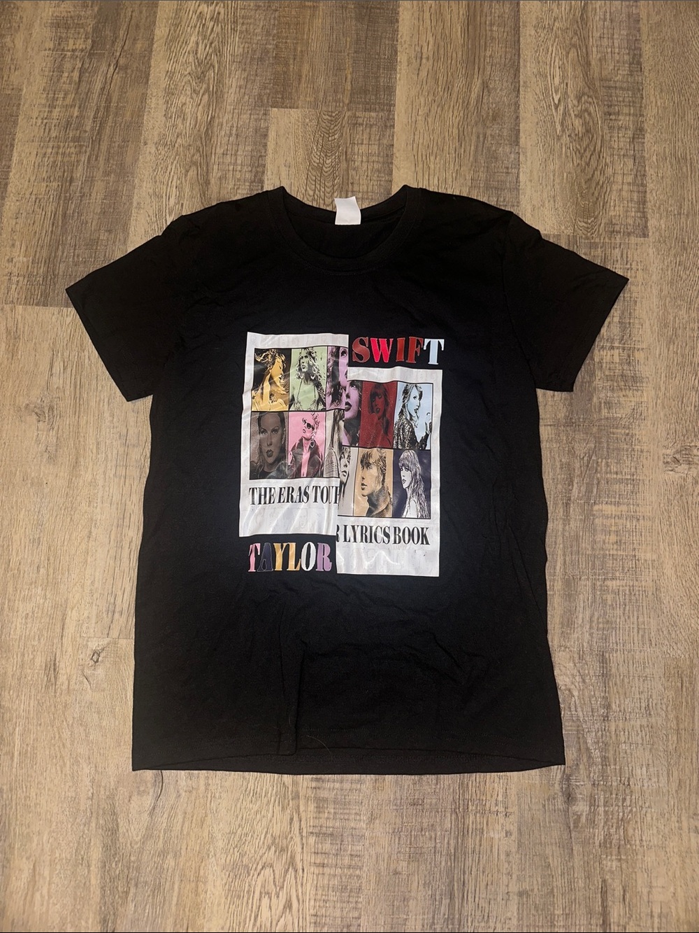 Taylor Swift Black Multi-Color Photo Grid Graphic Tee